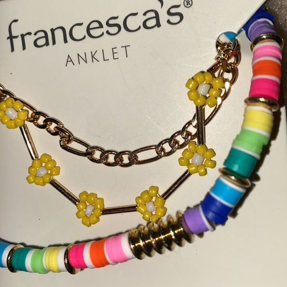 NEW boho/hippie 3 anklet set with beads/flowers - Picture 2 of 2